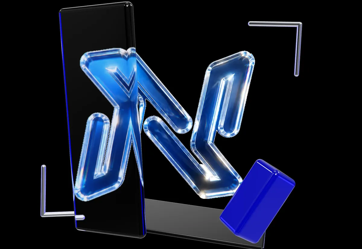 Campanha NOWSTR Drop 001 — objetos de vidro e cromo em azul