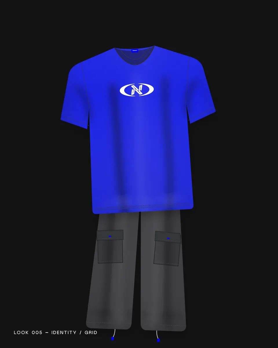 Look 005 — Identity Boxy Tee e Grid Wide Cargo