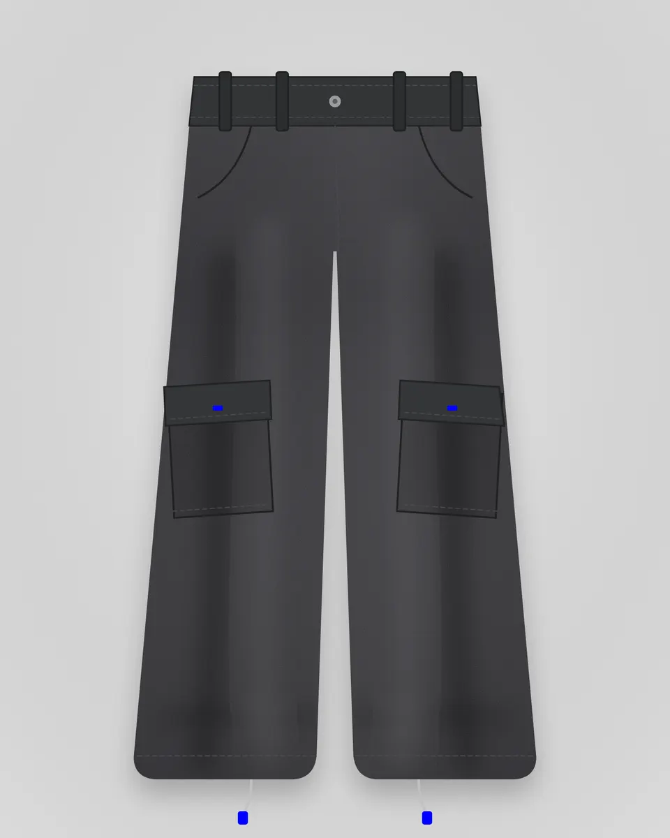 Grid Wide Cargo Pant grafite — frente